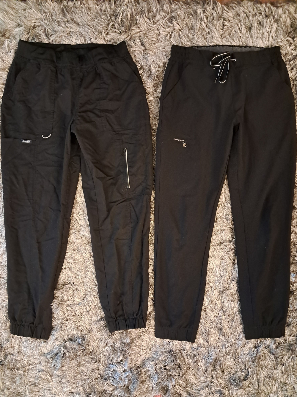 Womens Black Jogger Scrub Pants Bundle Healing Hands + Sanibel Medium